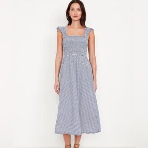 Old Navy Blue Gingham Midi Dress